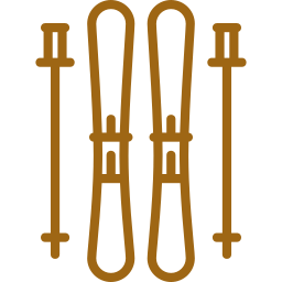 Ski storage icon representing secure space for skis and boards at Rams-Horn Lodge, enhancing convenience for guests.
